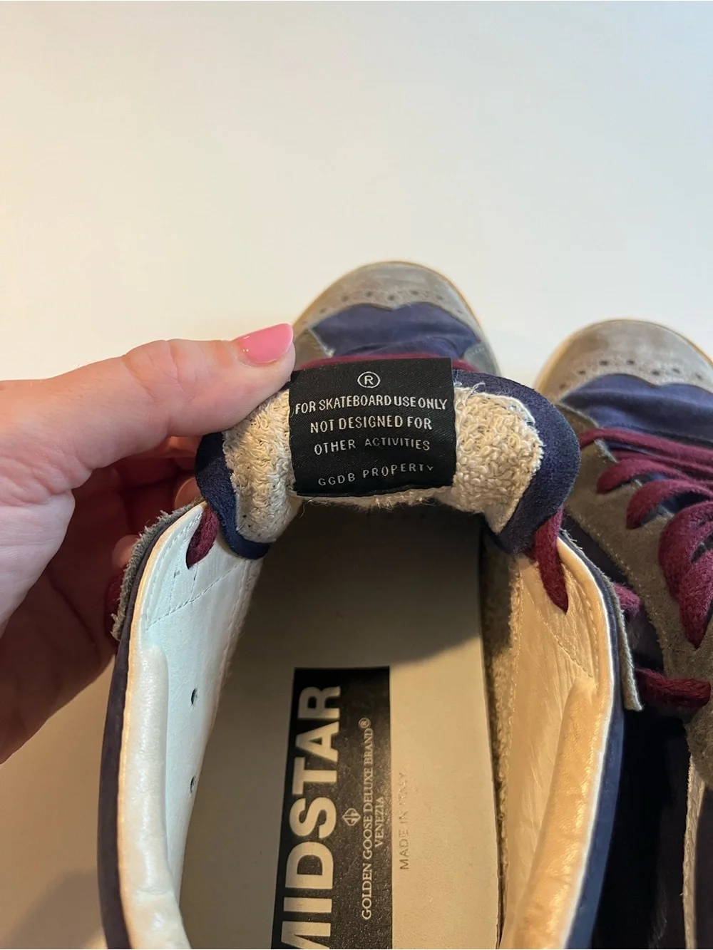 Golden Goose Navy, Burgundy and Beige Midstar High-Top Sneaker - Picture 10 of 12